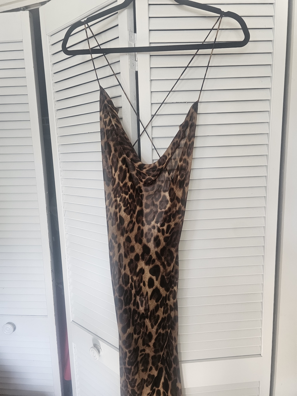 Fashion Nova Leopard Print Cowl Midi Dress - Brown/Tan - Picture 8 of 9